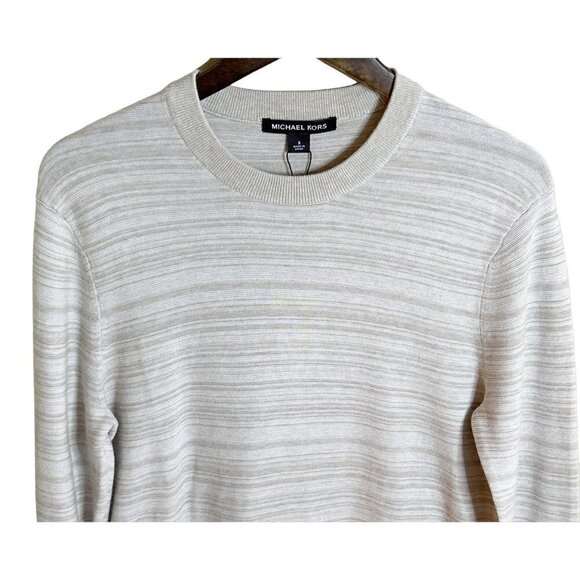 Michael Kors Men's Crew Neck Sweater Oatmeal Made in USA Cotton - Picture 5 of 10